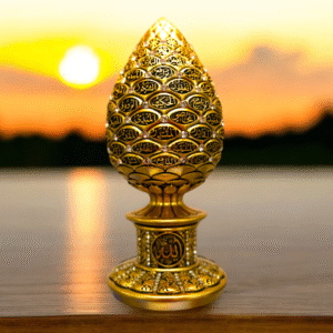 Home golden pinecone islamic table decor with allah inscription